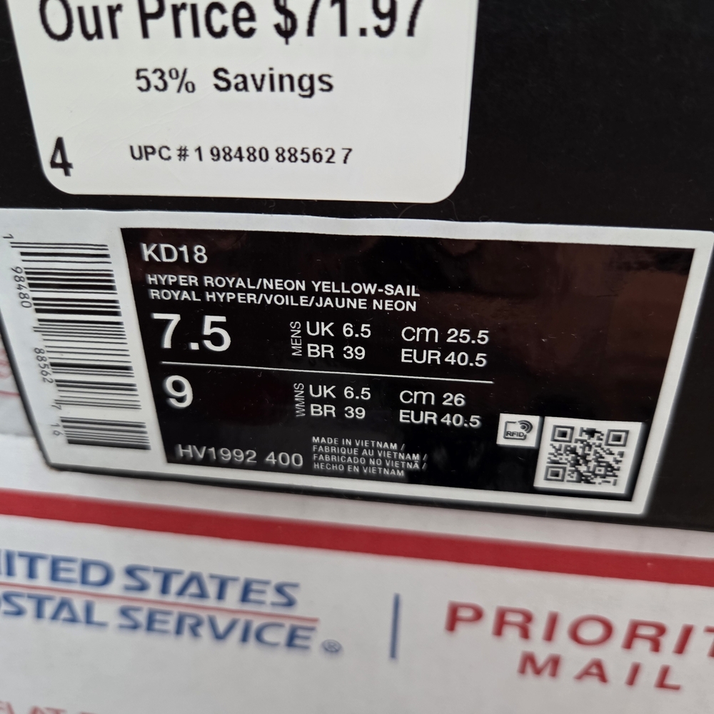 New Nike KD Blue Sneakers with Neon Accents Sz 9 Women / 7.5 Mens - Picture 7 of 7